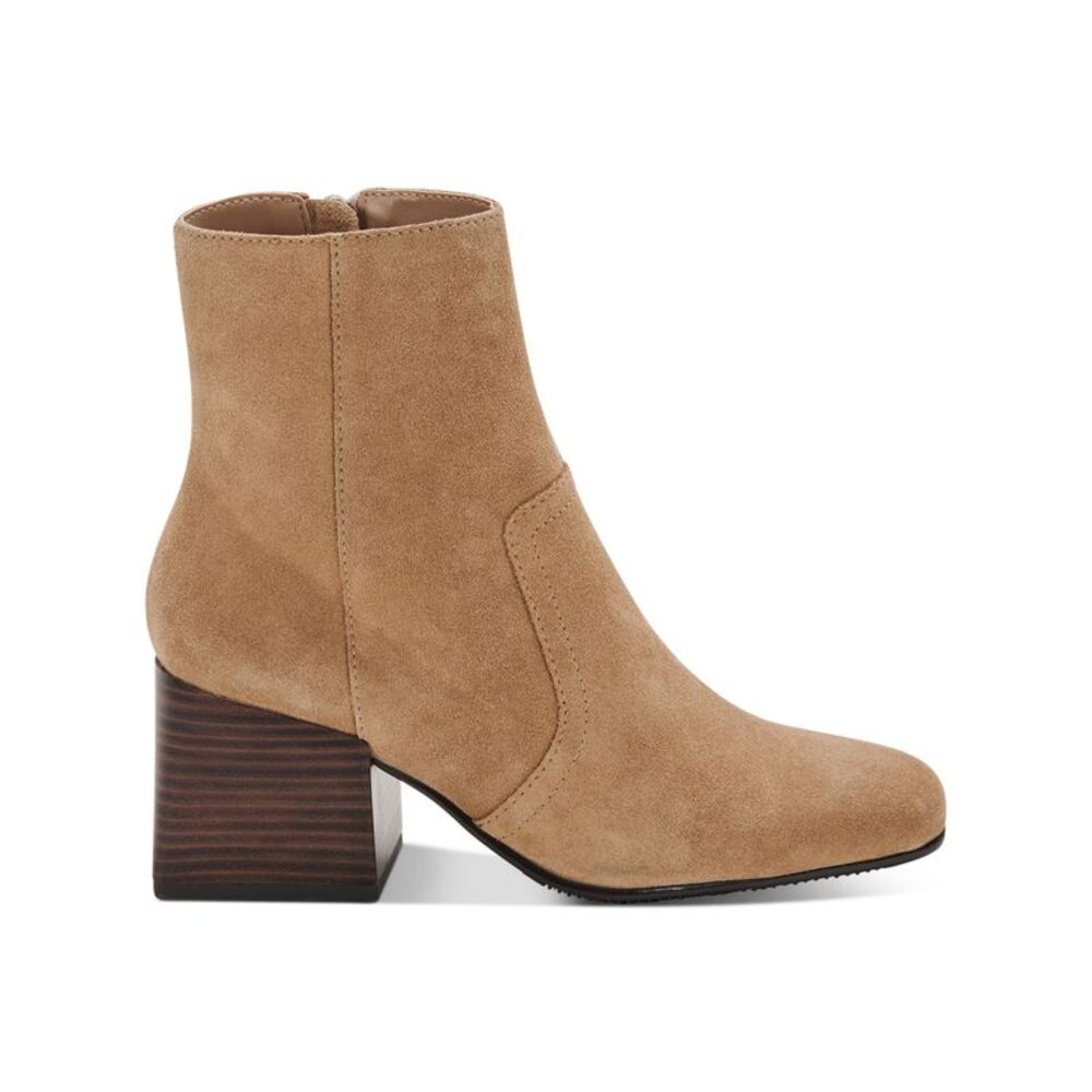 AQUA COLLEGE Womens Beige Waterproof Tora Square Toe Stacked Heel Booties 8.5 M - Picture 2 of 4